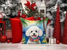 Load image into Gallery viewer, Bichon Frise Luau Throw Pillow - 14x14 Decorative Pillow – Art for Your Home &amp; Patio