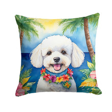 Load image into Gallery viewer, Bichon Frise Luau Throw Pillow - 14x14 Decorative Pillow – Art for Your Home &amp; Patio