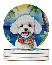 Load image into Gallery viewer, Bichon Frise Luau Large Sandstone Coasters Pack of 4