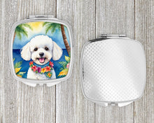 Load image into Gallery viewer, Bichon Frise Luau Compact Mirror – Stylish Purse Mirror with Artistic Covers