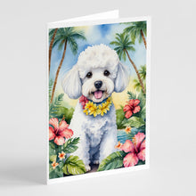 Load image into Gallery viewer, Bichon Frise Luau Greeting Cards - Blank Note Cards – 8-Pack of Artist-Designed Cards with Envelopes