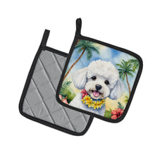 Load image into Gallery viewer, Bichon Frise Luau Pot Holders - Set of 2 Decorative Kitchen Helpers | Made in the USA