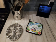 Load image into Gallery viewer, Bichon Frise Luau Pot Holders - Set of 2 Decorative Kitchen Helpers | Made in the USA