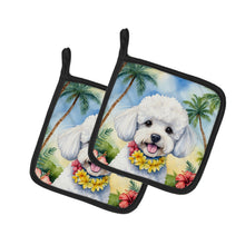 Load image into Gallery viewer, Bichon Frise Luau Pot Holders - Set of 2 Decorative Kitchen Helpers | Made in the USA