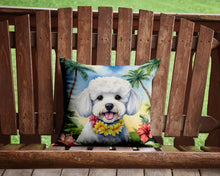 Load image into Gallery viewer, Bichon Frise Luau Throw Pillow - 14x14 Decorative Pillow – Art for Your Home &amp; Patio