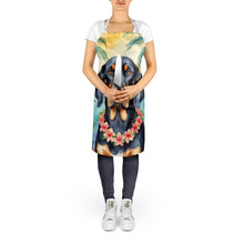 Load image into Gallery viewer, Black and Tan Coonhound Luau Apron – Artist-Designed Kitchen, BBQ &amp; Craft Apron