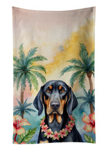 Load image into Gallery viewer, Black and Tan Coonhound Luau Kitchen Towel