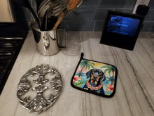 Load image into Gallery viewer, Black and Tan Coonhound Luau Pot Holders - Set of 2 Decorative Kitchen Helpers | Made in the USA