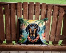 Load image into Gallery viewer, Black and Tan Coonhound Luau Throw Pillow - 14x14 Decorative Pillow – Art for Your Home &amp; Patio