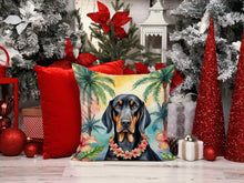Load image into Gallery viewer, Black and Tan Coonhound Luau Throw Pillow - 14x14 Decorative Pillow – Art for Your Home &amp; Patio