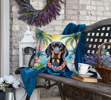 Load image into Gallery viewer, Black and Tan Coonhound Luau Throw Pillow