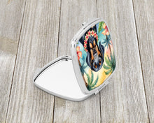 Load image into Gallery viewer, Black and Tan Coonhound Luau Compact Mirror – Stylish Purse Mirror with Artistic Covers