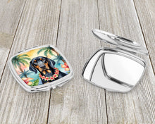 Load image into Gallery viewer, Black and Tan Coonhound Luau Compact Mirror – Stylish Purse Mirror with Artistic Covers
