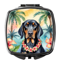 Load image into Gallery viewer, Black and Tan Coonhound Luau Compact Mirror – Stylish Purse Mirror with Artistic Covers
