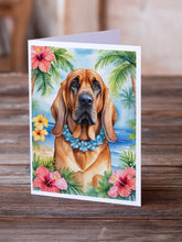Load image into Gallery viewer, Bloodhound Luau Greeting Cards - Blank Note Cards – 8-Pack of Artist-Designed Cards with Envelopes