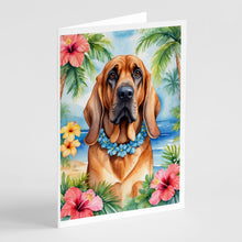 Load image into Gallery viewer, Bloodhound Luau Greeting Cards - Blank Note Cards – 8-Pack of Artist-Designed Cards with Envelopes