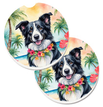 Load image into Gallery viewer, Border Collie Luau Car Coasters – Set of 2 - Absorbent Stone with Fun &amp; Functional Artwork
