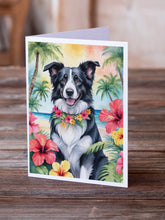 Load image into Gallery viewer, Border Collie Luau Greeting Cards - Blank Note Cards – 8-Pack of Artist-Designed Cards with Envelopes