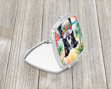 Load image into Gallery viewer, Border Collie Luau Compact Mirror – Stylish Purse Mirror with Artistic Covers