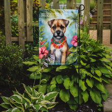 Load image into Gallery viewer, Border Terrier Luau Garden Flag – Tropical Dog Decor with Hibiscus &amp; Palm Leaves