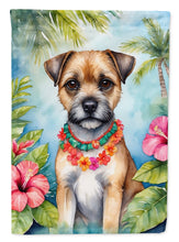 Load image into Gallery viewer, Border Terrier Luau Garden Flag – Tropical Dog Decor with Hibiscus &amp; Palm Leaves