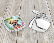 Load image into Gallery viewer, Border Terrier Luau Compact Mirror – Stylish Purse Mirror with Artistic Covers