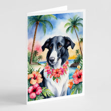 Load image into Gallery viewer, Borzoi Luau Greeting Cards - Blank Note Cards – 8-Pack of Artist-Designed Cards with Envelopes