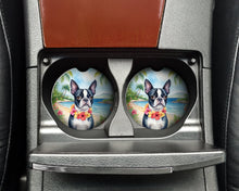 Load image into Gallery viewer, Boston Terrier Luau Car Coasters – Set of 2 - Absorbent Stone with Fun &amp; Functional Artwork