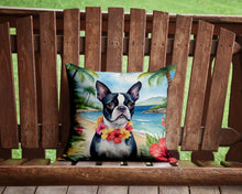 Load image into Gallery viewer, Boston Terrier Luau Throw Pillow - 14x14 Decorative Pillow – Art for Your Home &amp; Patio