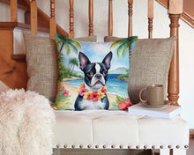 Load image into Gallery viewer, Boston Terrier Luau Throw Pillow - 14x14 Decorative Pillow – Art for Your Home &amp; Patio