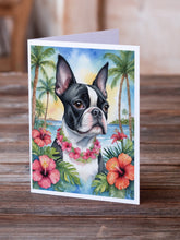 Load image into Gallery viewer, Boston Terrier Luau Greeting Cards - Blank Note Cards – 8-Pack of Artist-Designed Cards with Envelopes