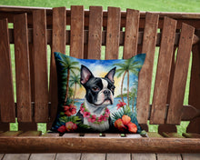 Load image into Gallery viewer, Boston Terrier Luau Throw Pillow - 14x14 Decorative Pillow – Art for Your Home &amp; Patio