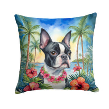 Load image into Gallery viewer, Boston Terrier Luau Throw Pillow - 14x14 Decorative Pillow – Art for Your Home &amp; Patio