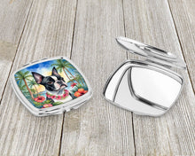 Load image into Gallery viewer, Boston Terrier Luau Compact Mirror – Stylish Purse Mirror with Artistic Covers