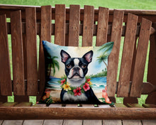 Load image into Gallery viewer, Boston Terrier Luau Throw Pillow - 14x14 Decorative Pillow – Art for Your Home &amp; Patio