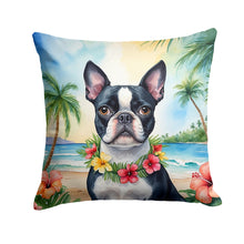 Load image into Gallery viewer, Boston Terrier Luau Throw Pillow - 14x14 Decorative Pillow – Art for Your Home &amp; Patio