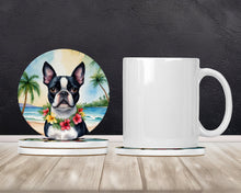 Load image into Gallery viewer, Boston Terrier Luau Large Sandstone Coasters Pack of 4