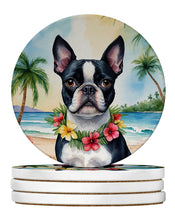 Load image into Gallery viewer, Boston Terrier Luau Large Sandstone Coasters Pack of 4