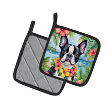 Load image into Gallery viewer, Boston Terrier Luau Pot Holders - Set of 2 Decorative Kitchen Helpers | Made in the USA