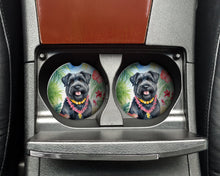 Load image into Gallery viewer, Bouvier des Flandres Luau Car Coasters – Set of 2 - Absorbent Stone with Fun &amp; Functional Artwork