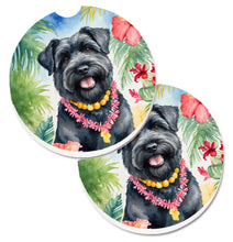 Load image into Gallery viewer, Bouvier des Flandres Luau Car Coasters – Set of 2 - Absorbent Stone with Fun &amp; Functional Artwork