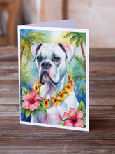 Load image into Gallery viewer, White Boxer Luau Greeting Cards - Blank Note Cards – 8-Pack of Artist-Designed Cards with Envelopes