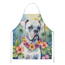 Load image into Gallery viewer, White Boxer Luau Apron – Artist-Designed Kitchen, BBQ &amp; Craft Apron