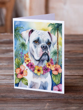 Load image into Gallery viewer, White Boxer Luau Greeting Cards - Blank Note Cards – 8-Pack of Artist-Designed Cards with Envelopes
