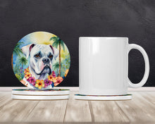 Load image into Gallery viewer, White Boxer Luau Large Sandstone Coasters Pack of 4