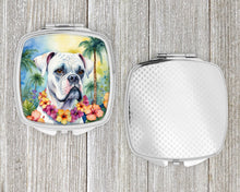 Load image into Gallery viewer, White Boxer Luau Compact Mirror – Stylish Purse Mirror with Artistic Covers