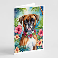 Load image into Gallery viewer, Boxer Luau Greeting Cards - Blank Note Cards – 8-Pack of Artist-Designed Cards with Envelopes