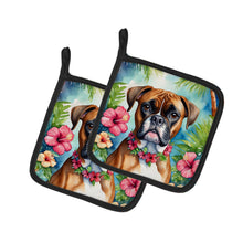 Load image into Gallery viewer, Boxer Luau Pot Holders - Set of 2 Decorative Kitchen Helpers | Made in the USA