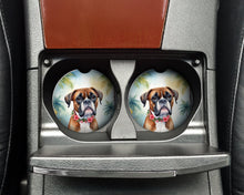 Load image into Gallery viewer, Boxer Luau Car Coasters – Set of 2 - Absorbent Stone with Fun &amp; Functional Artwork