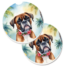 Load image into Gallery viewer, Boxer Luau Car Coasters – Set of 2 - Absorbent Stone with Fun &amp; Functional Artwork